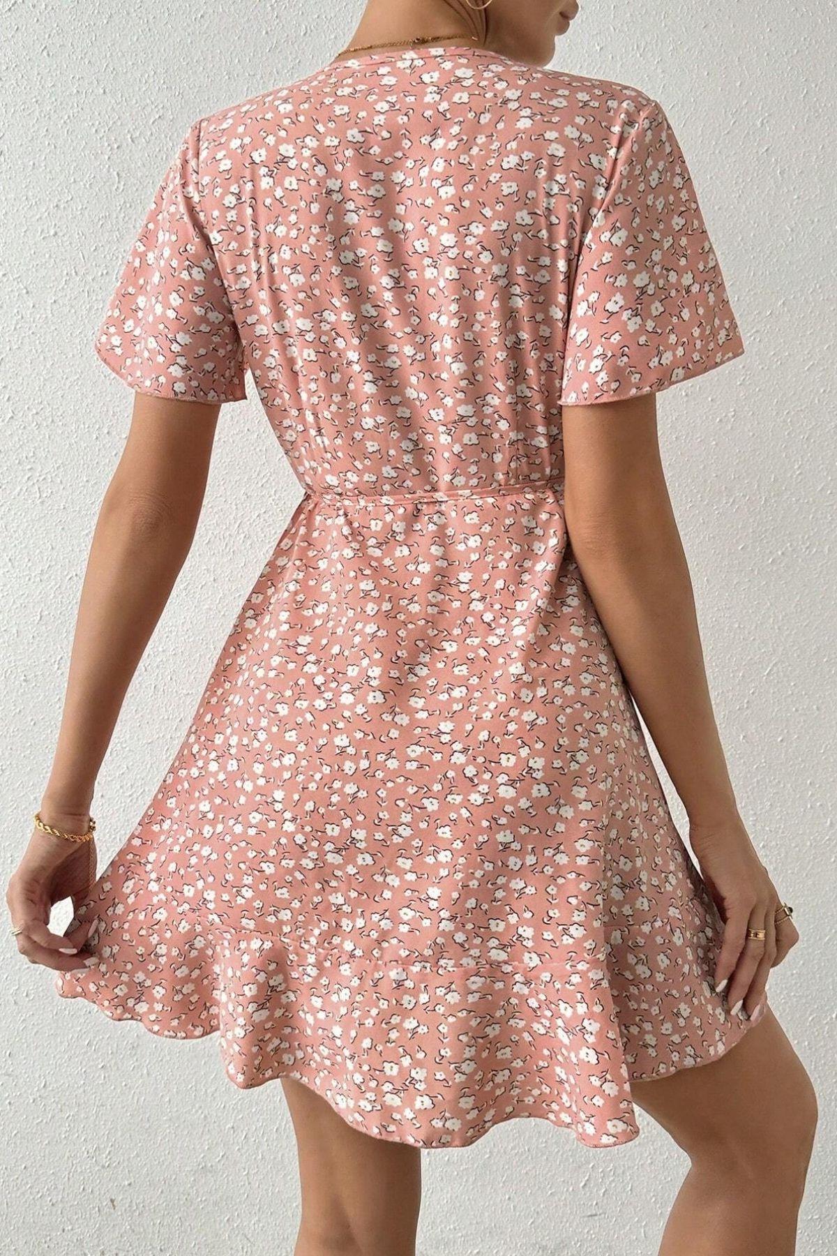 Pembe Yazın Rüyası Mini Elbise E-5503