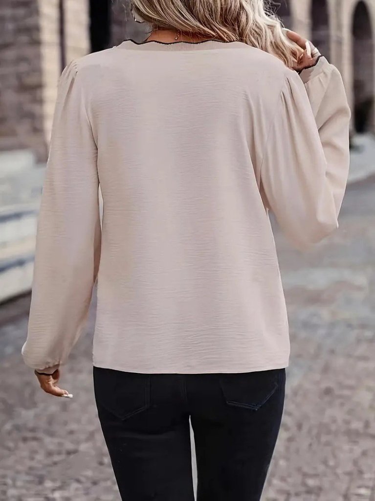 Kadın Uzun Kollu V Yakalı Aerobin Bluz