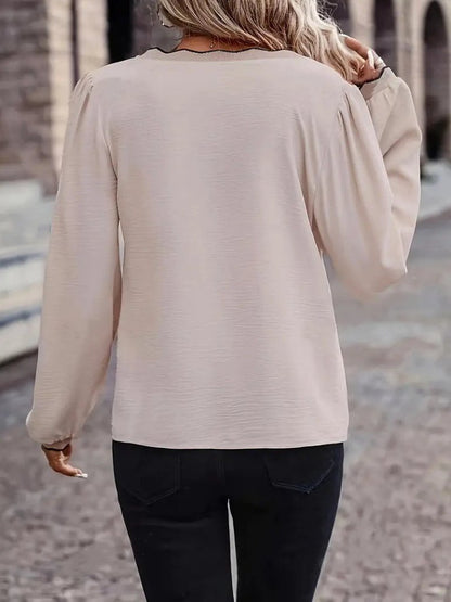 Kadın Uzun Kollu V Yakalı Aerobin Bluz