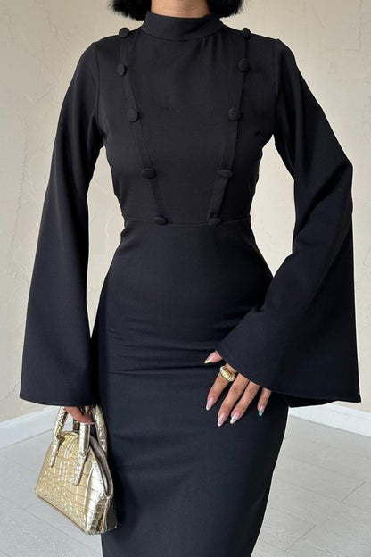 Siyah Tek Kollu Elbise