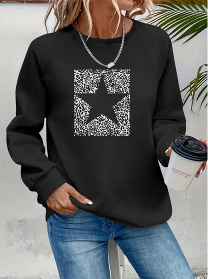 Kadın Uzun Kollu Bisiklet Yaka Desenli Viskon Iki Iplik Bluz