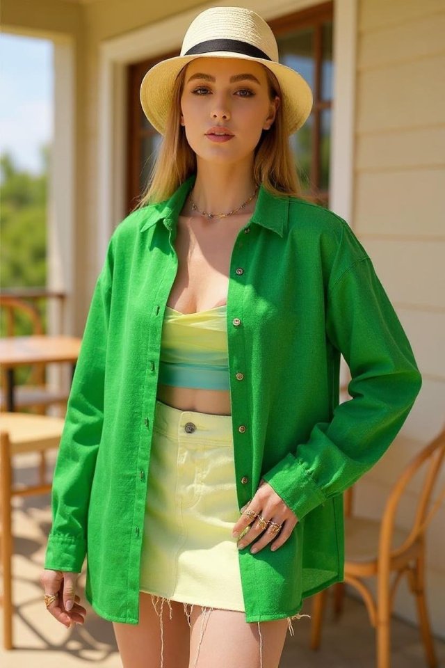 Kadın Uzun Kollu Oversize Gömlek