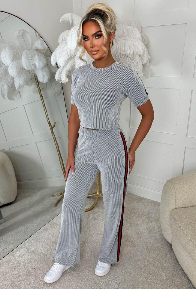 Kadın Ottoman Kumaş şerit Detaylı Ikili Takım