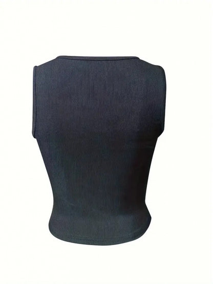 Kadın Kolsuz V Yakalı Kaşkorse Bluz