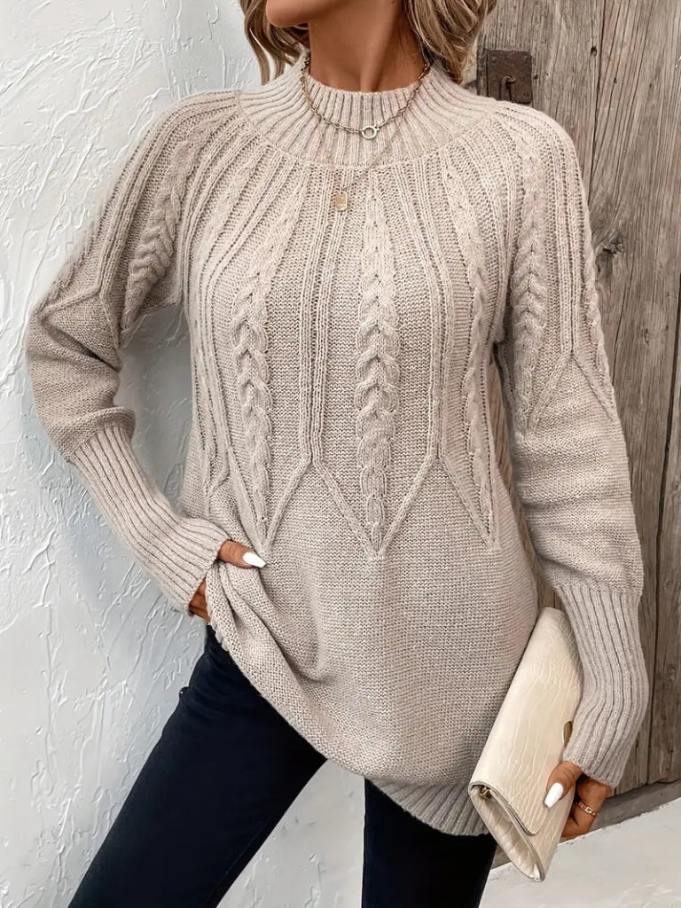 Kadın Uzun Kollu Yarı Balıkçı Yaka Triko Bluz