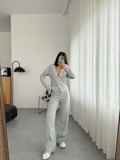 Selanik Kumaş Ön Düğmeli Ceket Çımalı PantolunTakım