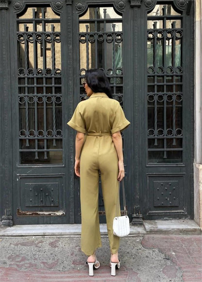 KETEN TULUM BEL BAĞLAMA DETAYLI - Yeşil