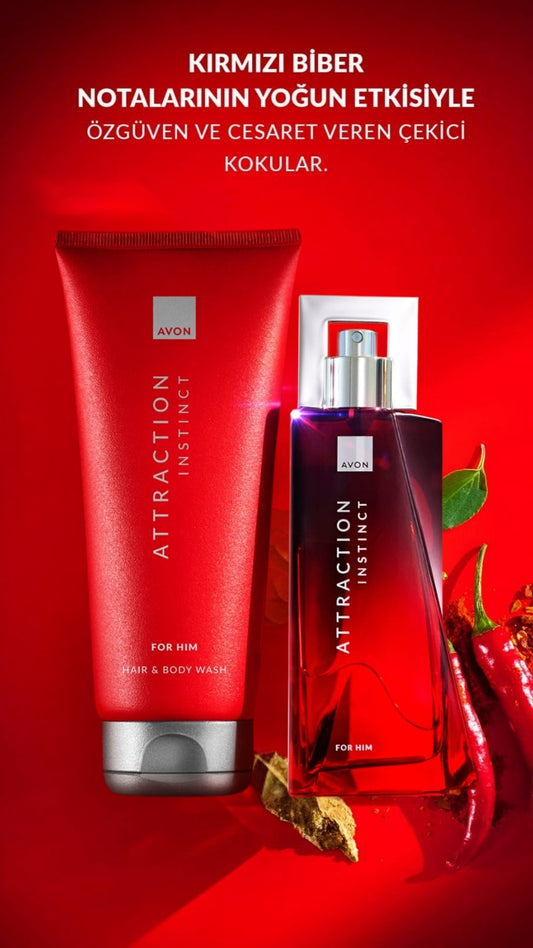 Attraction Instinct Erkek Bakım Seti - Parfüm ve 3'ü 1 Arada Şampuan