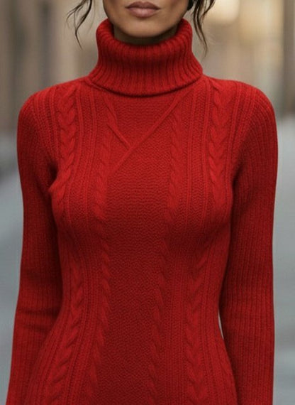 Kadın Uzun Kollu Balıkçı Yaka Kısa Triko Elbise