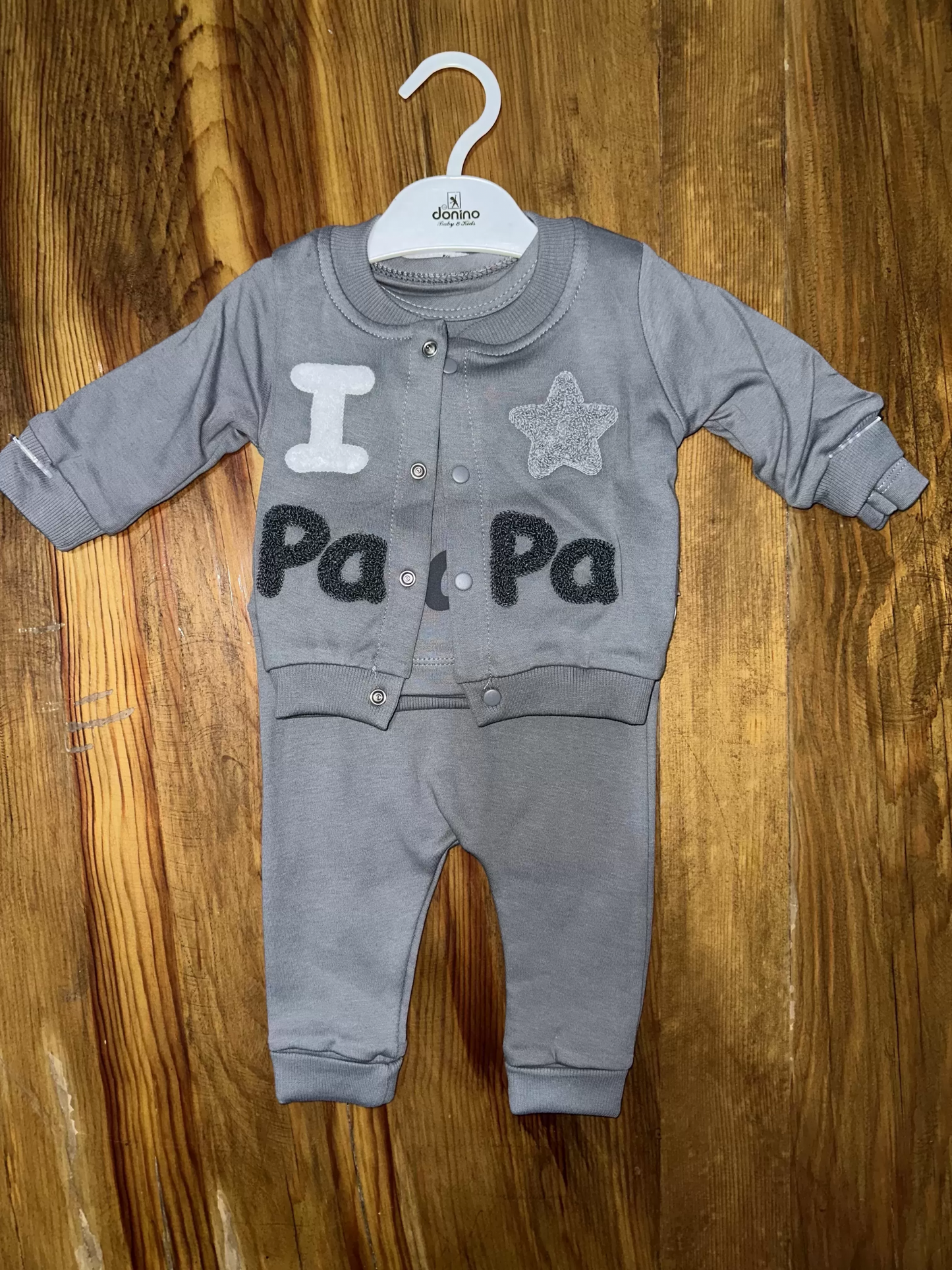 3-12 aylık üçlü kolej ceketli takım gri