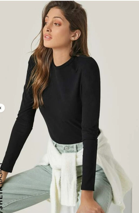 Kadın Uzun Kollu Bisiklet Yaka Süprem Bluz