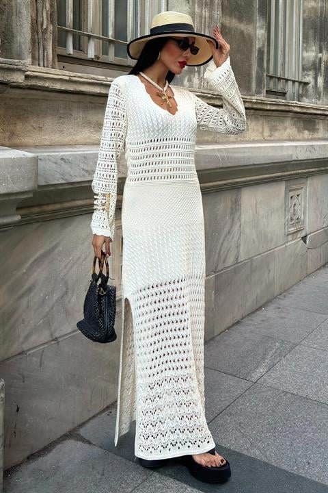 Ajur Detaylı İspanyol Kol Elbise 2840