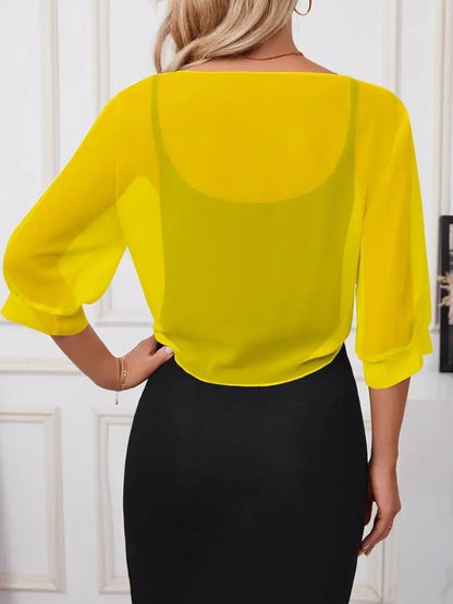 Kadın Truvakar Kollu önden Bağlamalı Kısa şifon Bolero Ceket