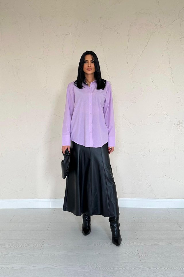 Lila Poplin Gömlek