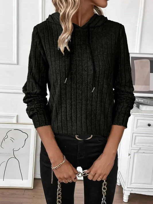 Kadın Uzun Kollu Kapşonlu Bağcıklı şardonlu Kaşkorse Bluz