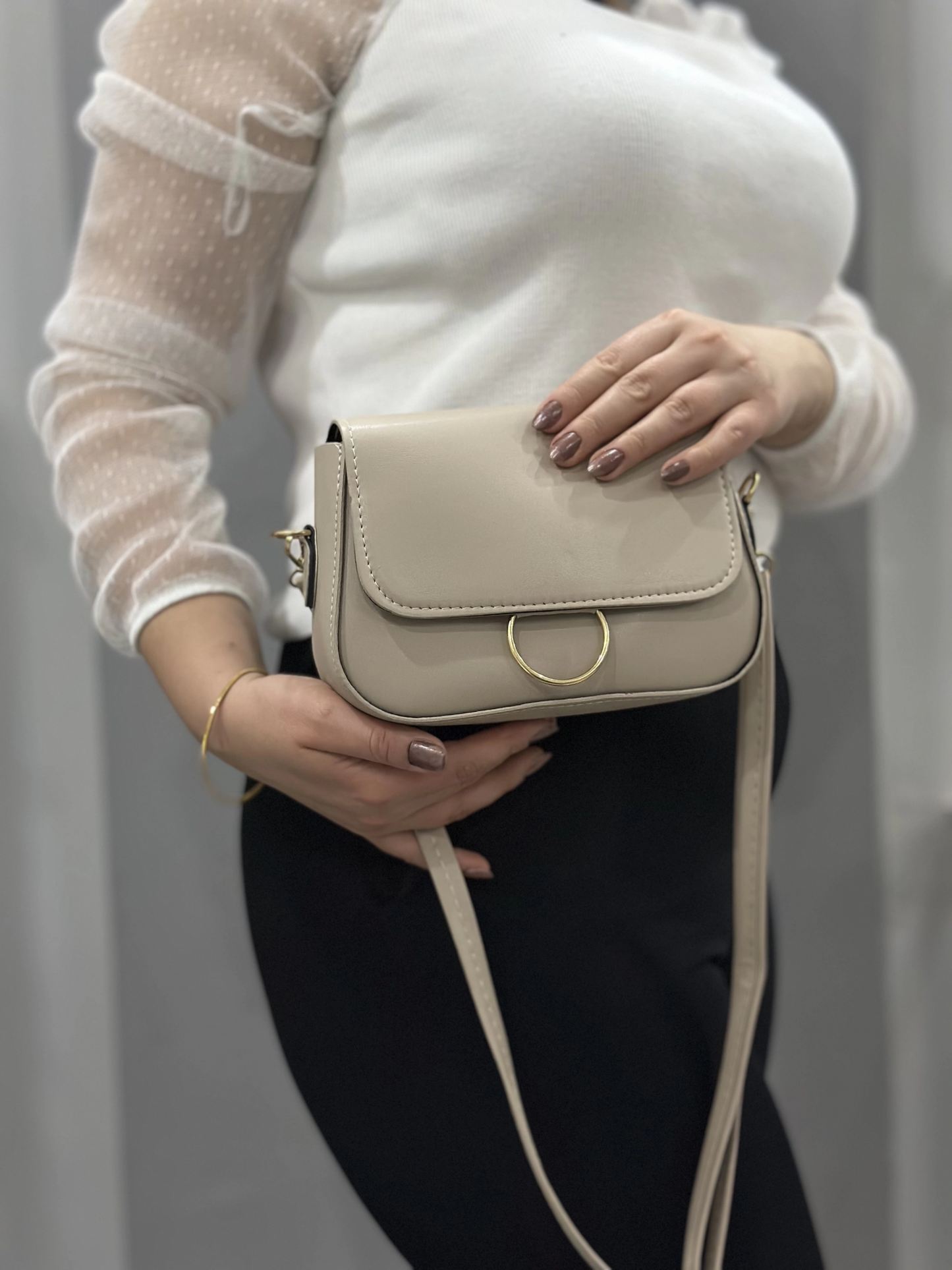 Bej cilt mossi çanta