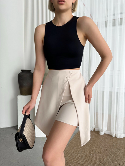 İki düğmeli şort etek S24046