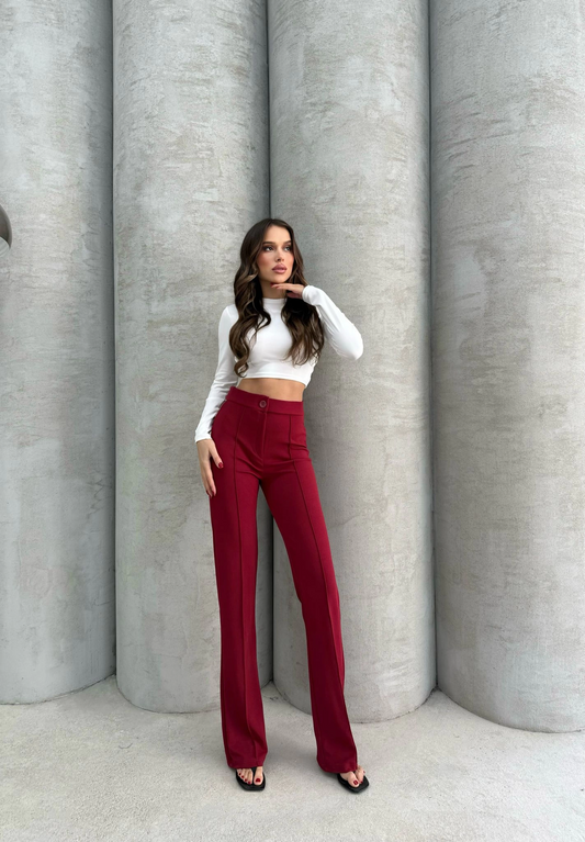 Önü cumalı ithal krep pantolon