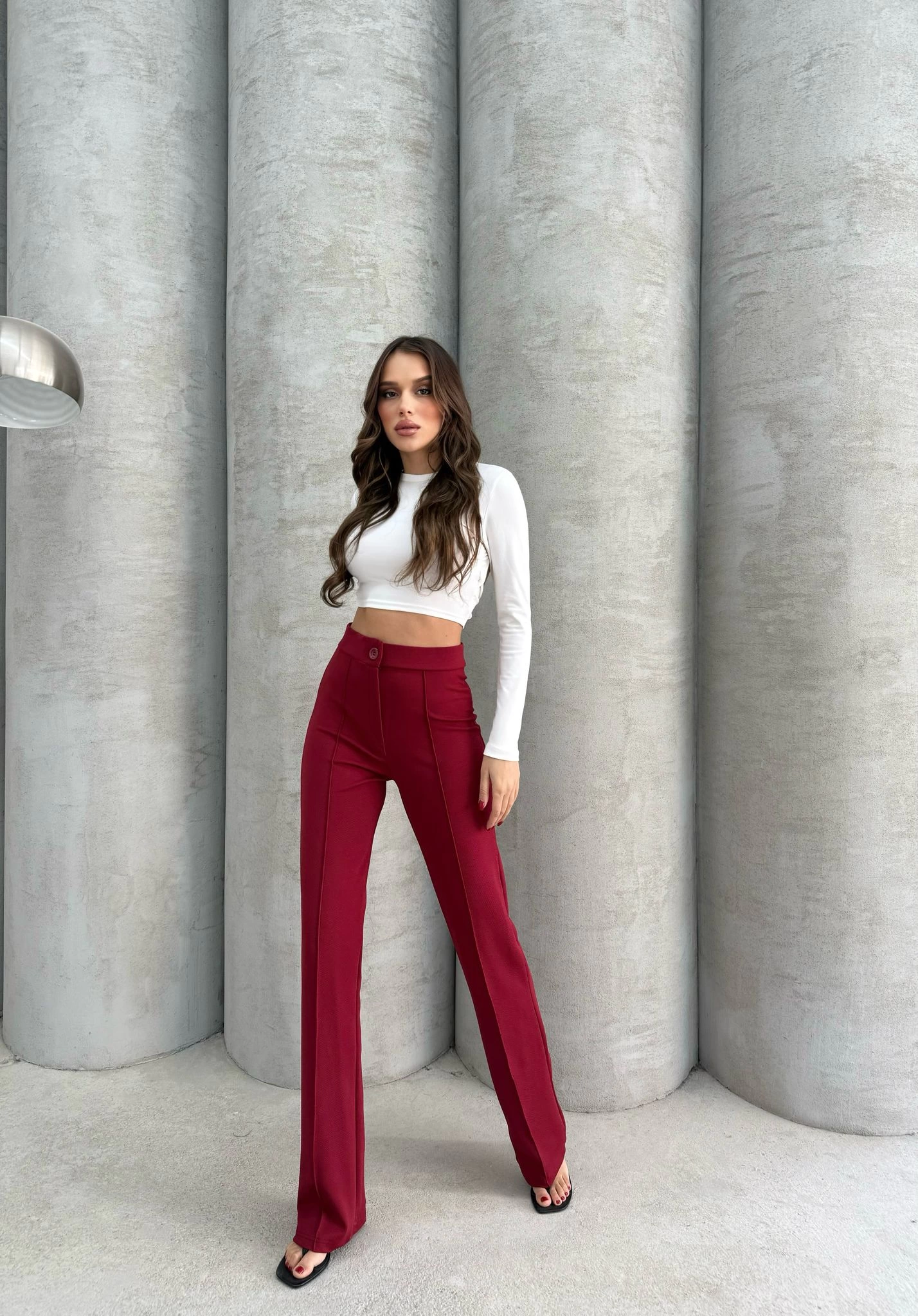 Önü cumalı ithal krep pantolon