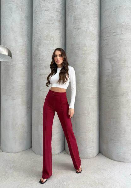 Önü cumalı ithal krep pantolon