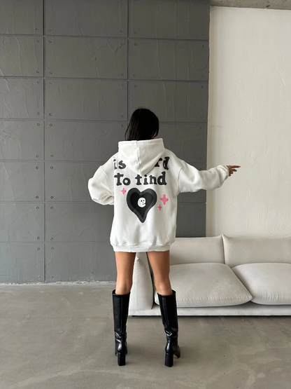 3 iplik şardonlu oversize true baskılı sweat Beyaz