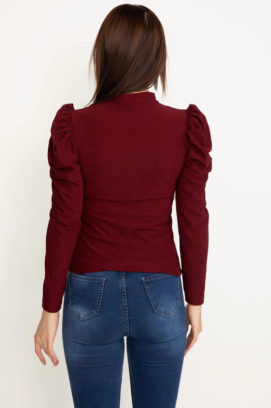 Prenses kol bluz bordo w3125