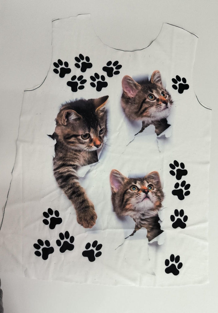 Kadın Kısa Kollu Kedi Ve Pati Baskılı Süprem T-shirt