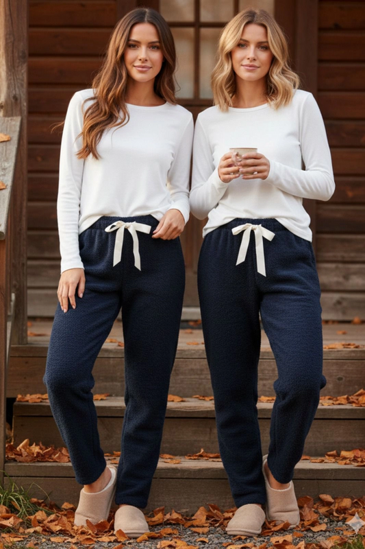 Peluşlu pijama alt lacivert nr