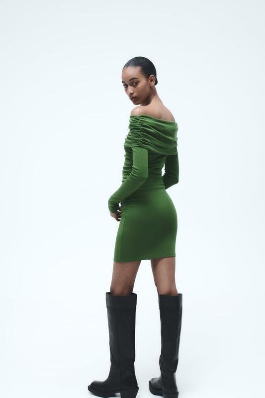 Kadın Madonna Mendil Yaka Fırsat ürün Büzgülü Mini Elbise