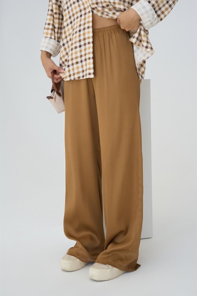 Lastikli Pantolon - Taba