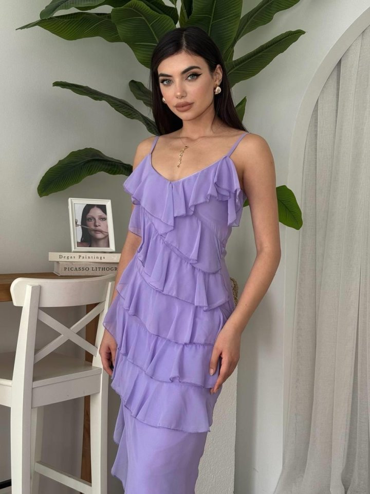 Ples Yırtmaç Detaylı Elbise