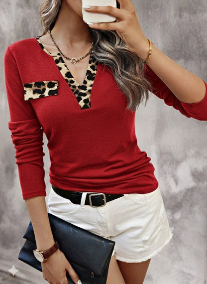 Kadın Uzun Kollu V Yakalı Kaşkorse Bluz
