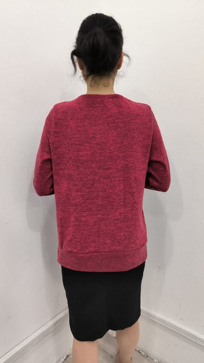 Kadın Uzun Kollu Kruvaze Yaka Kol Ve Etek Ucu Manşet Detay Yumoş Bluz