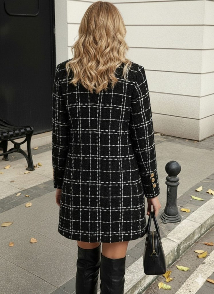 Kadın Uzun Kollu Yakalı önden Düğmeli Dokuma Ceket