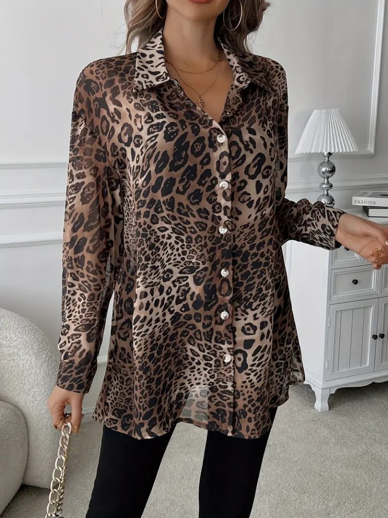 Kadın Uzun Kollu Yakalı önden Düğmeli şifon Gömlek