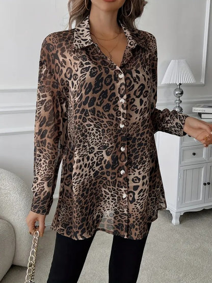 Kadın Uzun Kollu Yakalı önden Düğmeli şifon Gömlek