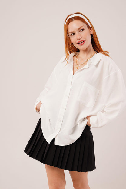 Basic Oversize Beyaz Gömlek