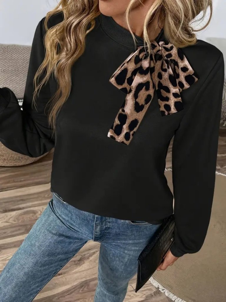 Kadın Uzun Kollu Yakadan Bağlamalı Viskon Iki Iplik Bluz