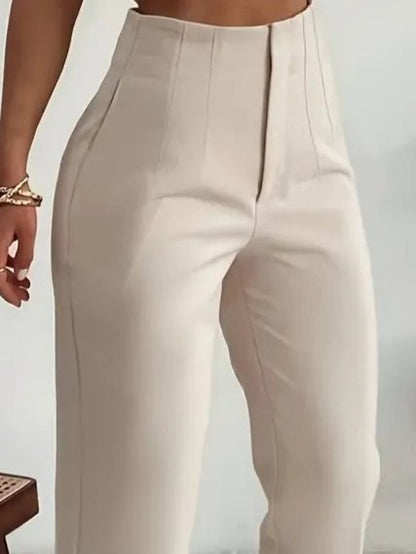 Kadın Yüksek Bel önden Fermuarlı Ithal Krep Pantolon