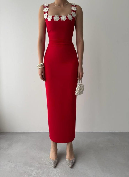 Mıng Çiçek Detaylı Elbise