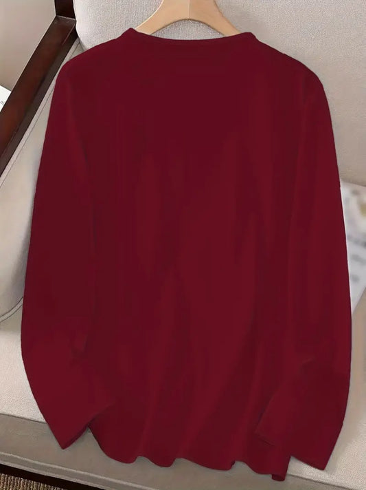 Kadın Uzun Kollu Bisiklet Yaka Yazı Baskılı Viskon Bluz