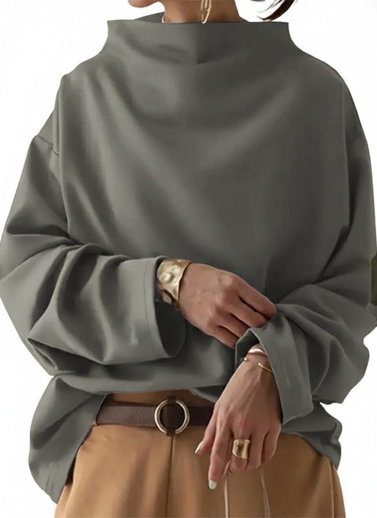 Kadın Uzun Kollu Geniş Balıkçı Yaka Modal Bluz