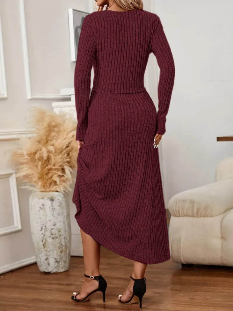 Kadın Uzun Kollu önden Düğmeli Bluz Ve Yüksek Bel A Kesim Uzun Etek şardonlu Kaşkorse Ikili Takım