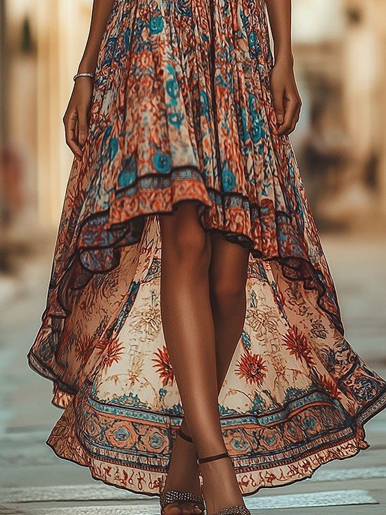 Kadın Askılı Derin Göğüs Detaylı Asimetrik Detaylı Süprem Elbise