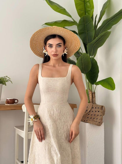 Cuper Çiçek Detaylı Elbise