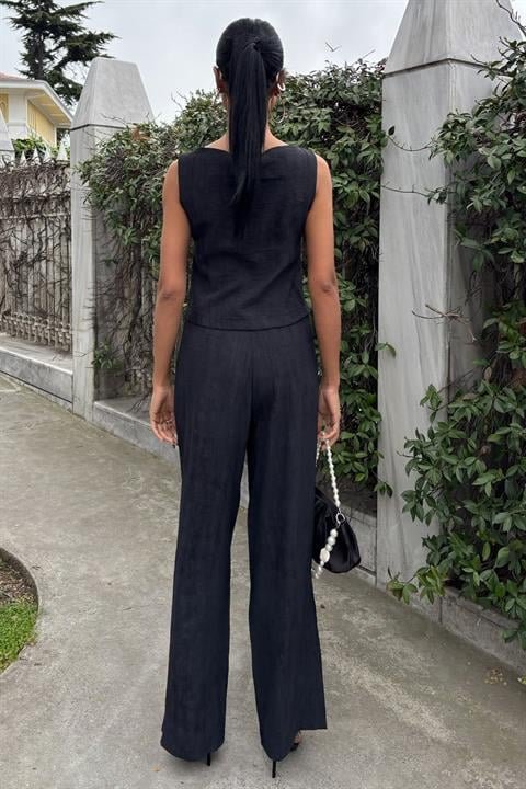 Sıfır Kollu Bluz Batik Desenli Pantolon İkili Takım 10181-08