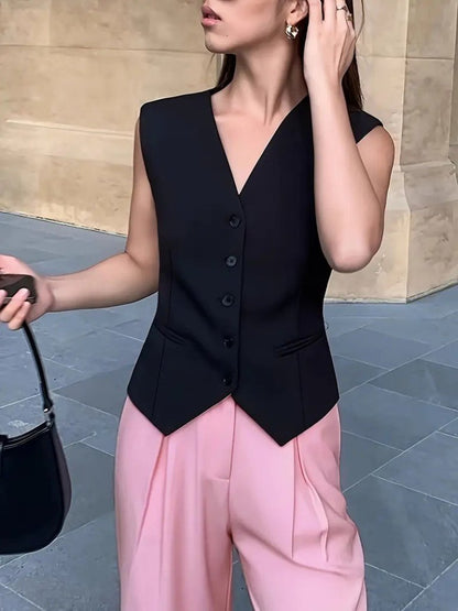 Kadın Sıfır Kollu önden Düğmeli Atlas Yelek