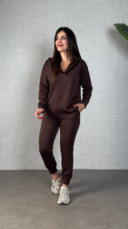 Kadın Uzun Kollu Kapüşonlu Ikili Takım