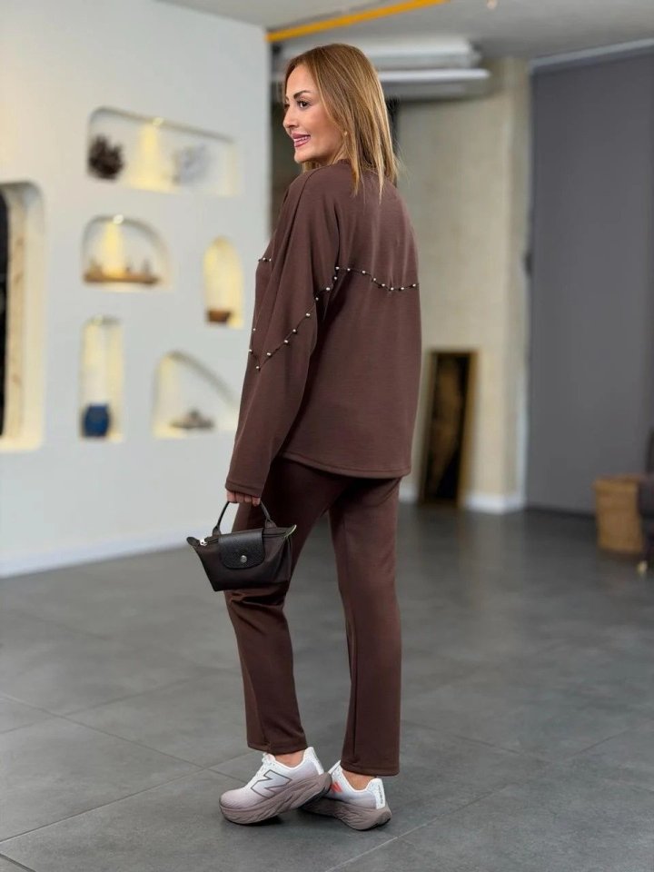 Kadın Inci Detay Modal Kumaş Ikili Takım