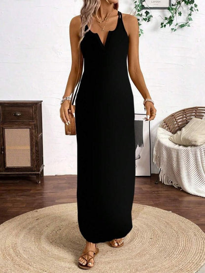 Kadın Askılı Yuvarlak Yaka Asimetrik Detaylı Viskon Elbise